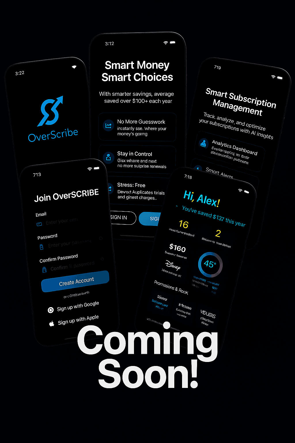 OverScribe App Screenshots